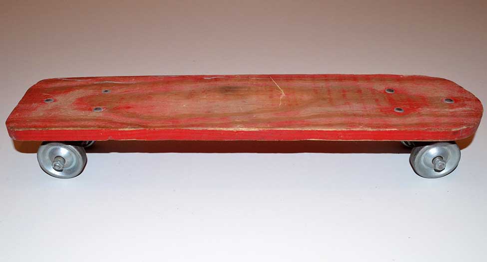 Vintage 1960's Roller Derby Skateboard with Original Metal Wheels and