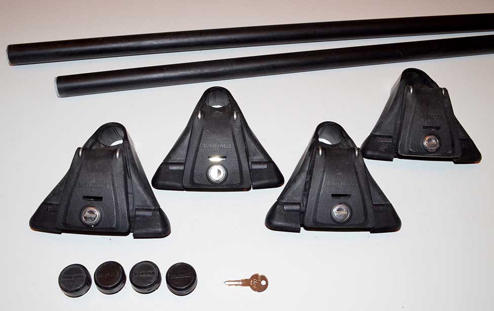 Yakima Car Roof Rack Q Towers, 58" Cross Bars, Locks & Key Complete