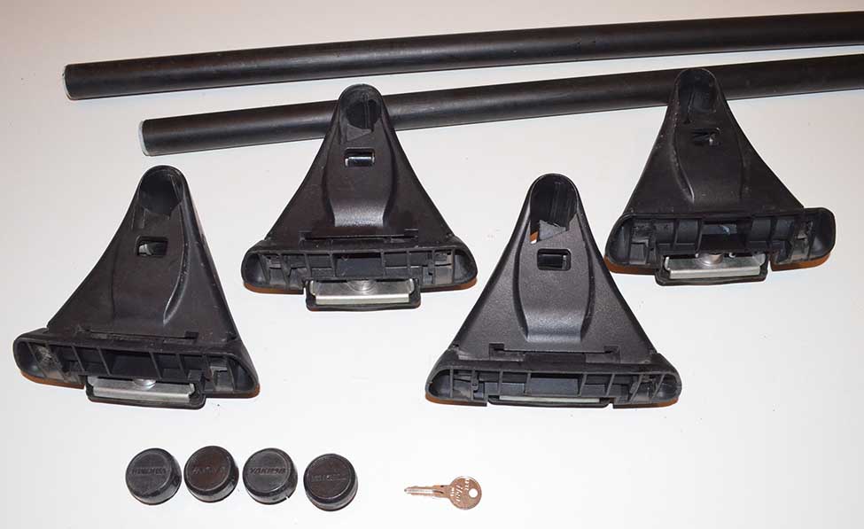 Yakima Car Roof Rack Q Towers, 58" Cross Bars, Locks & Key Complete