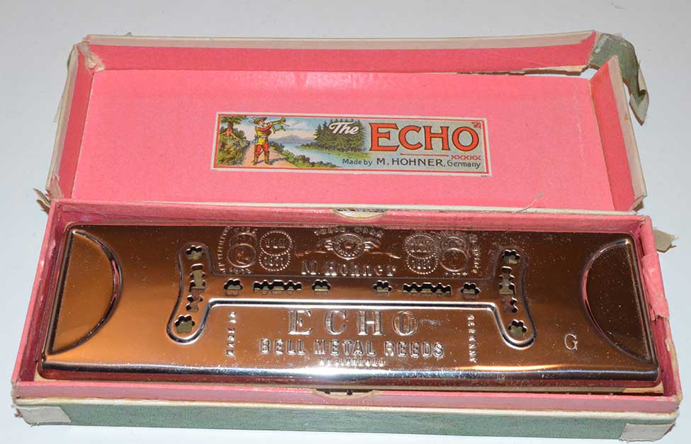 Antique Hohner Echo Harp Model 56/96 in C/G 2 Sided Tremolo Harmonica