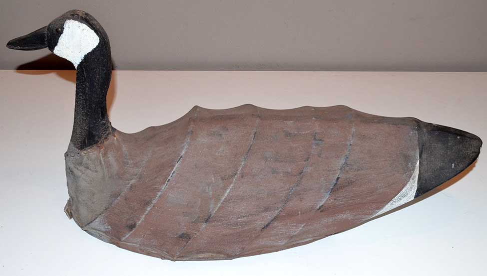 Antique Canadian Goose Decoy Hand Made & Painted Canvas over Wire