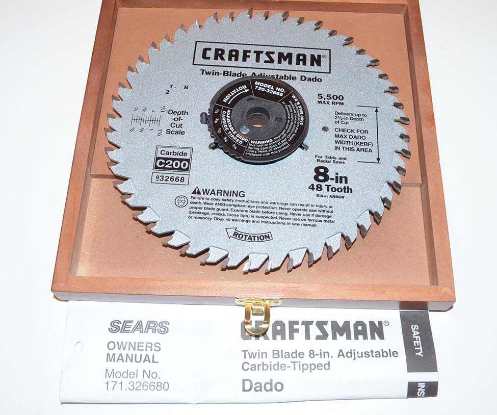 NEW Craftsman Excalibur 8" Adjustable Carbide Dado Blade 72032668