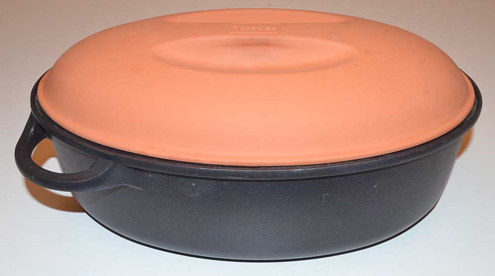 Berndes Cast Aluminum Oval Roasting Pan with Terracota Clay Lid 8.5